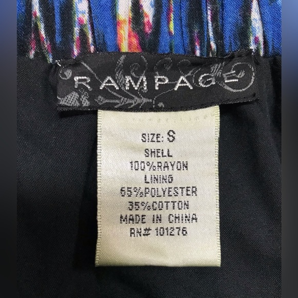Rampage Blue Green Pink Black Lined Mini Skirt 2 Pockets Belt Loops Size Small - Picture 8 of 8